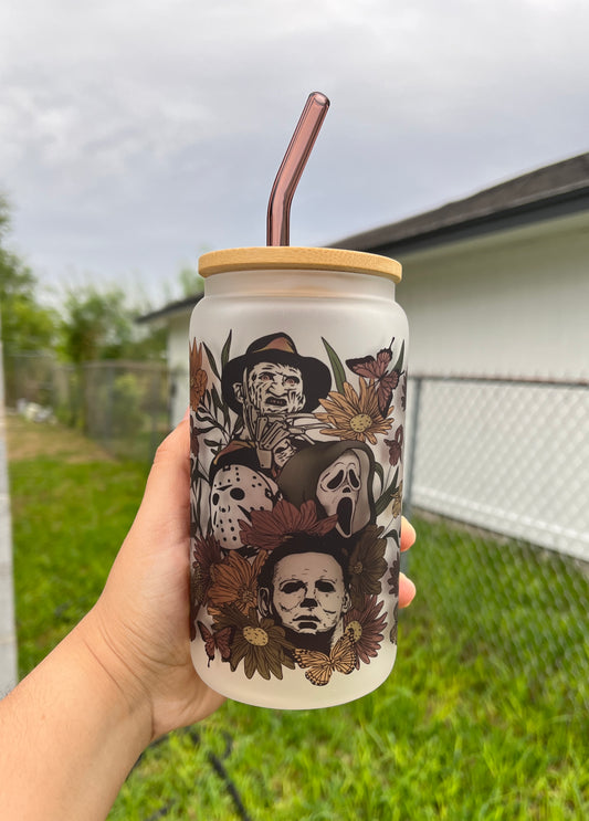 Horror Floral Glass Cup