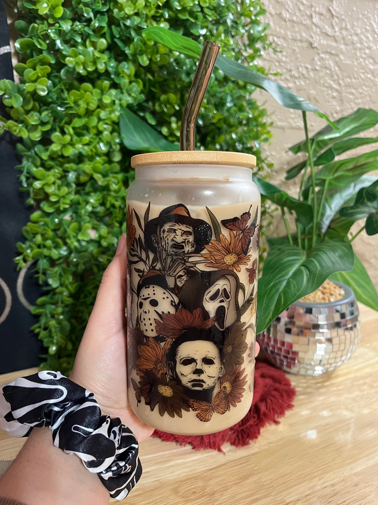 Horror Floral Glass Cup