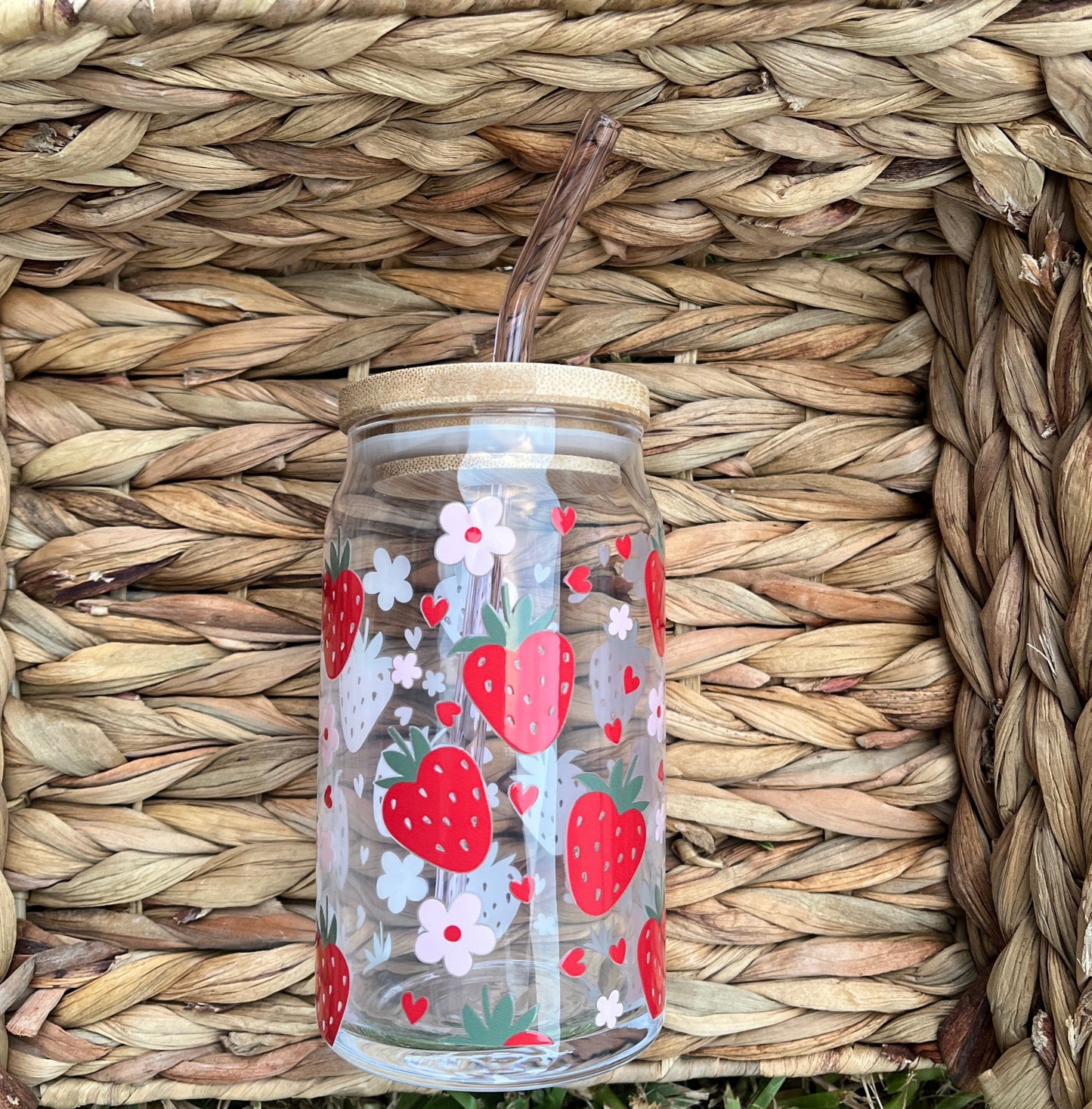 Strawberries Glass Cup