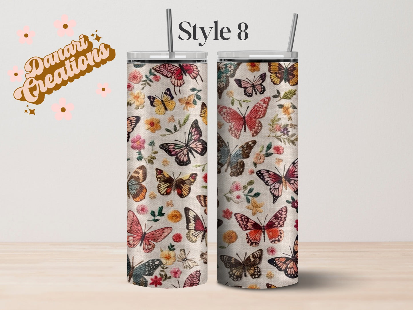 Floral Embroidery Print Tumblers | Wildflowers Cup
