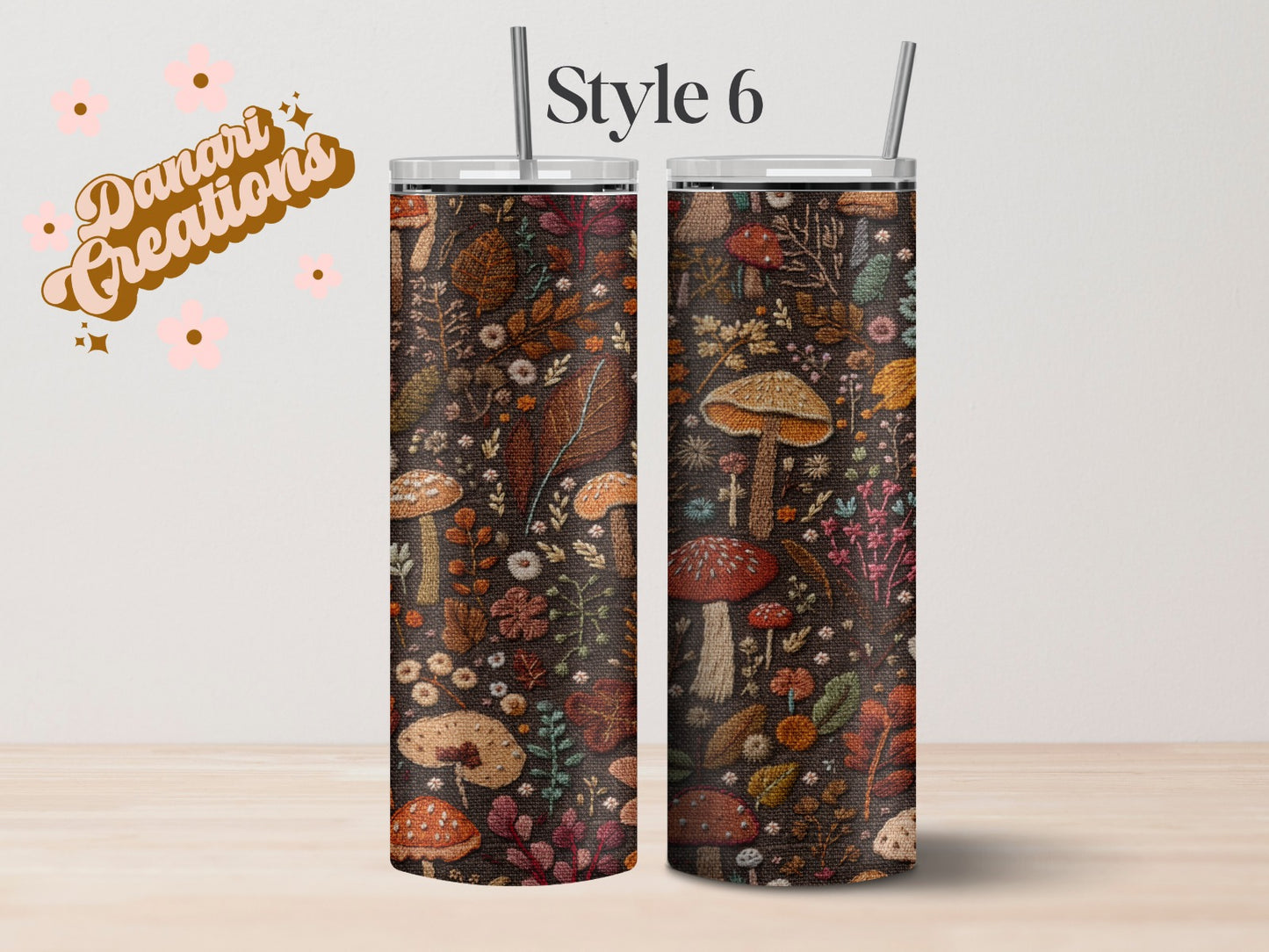 Floral Embroidery Print Tumblers | Wildflowers Cup