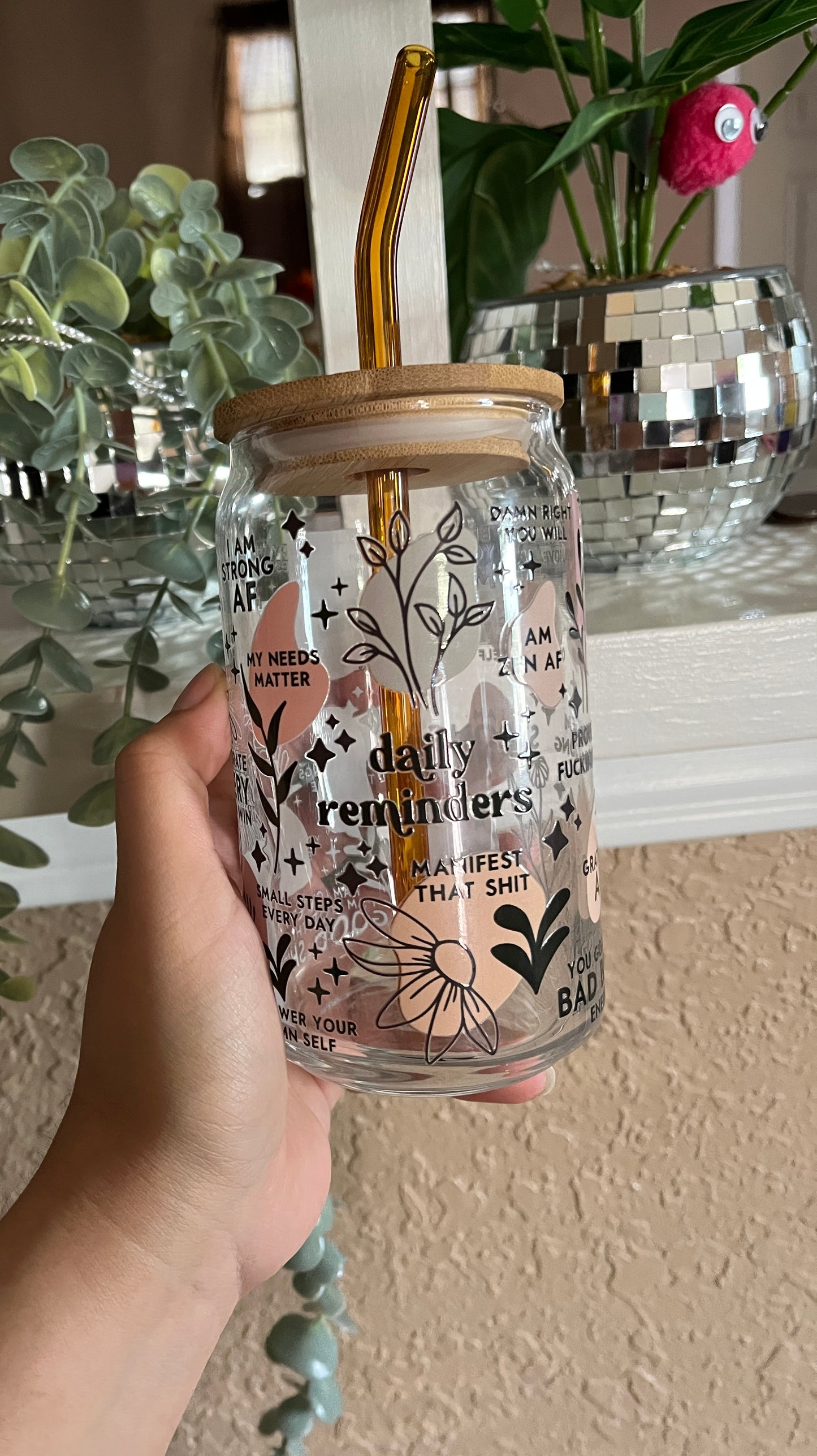 Daily Affirmations Glass Cup