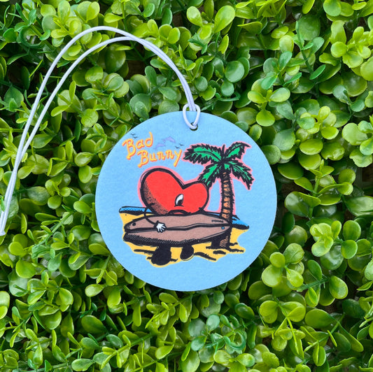Bad Bunny Car Air Freshener | Surfing Heart