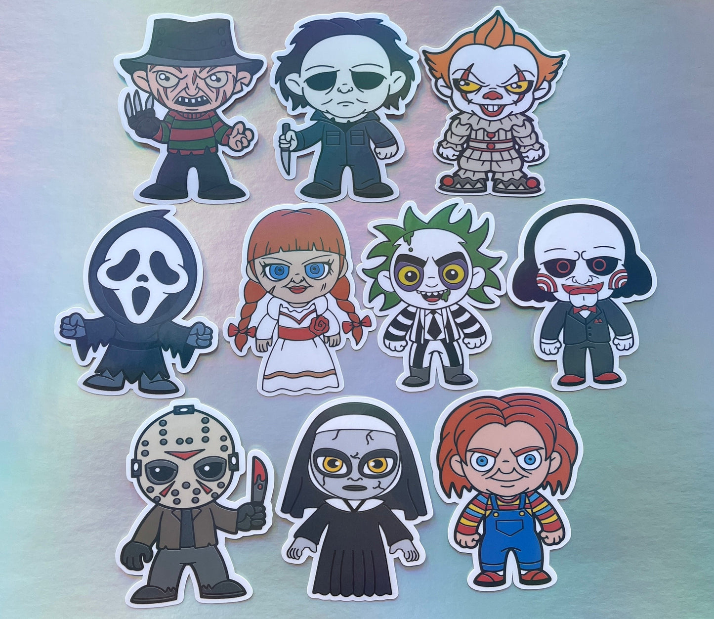 Horror Movie Character Holographic Sticker Pack