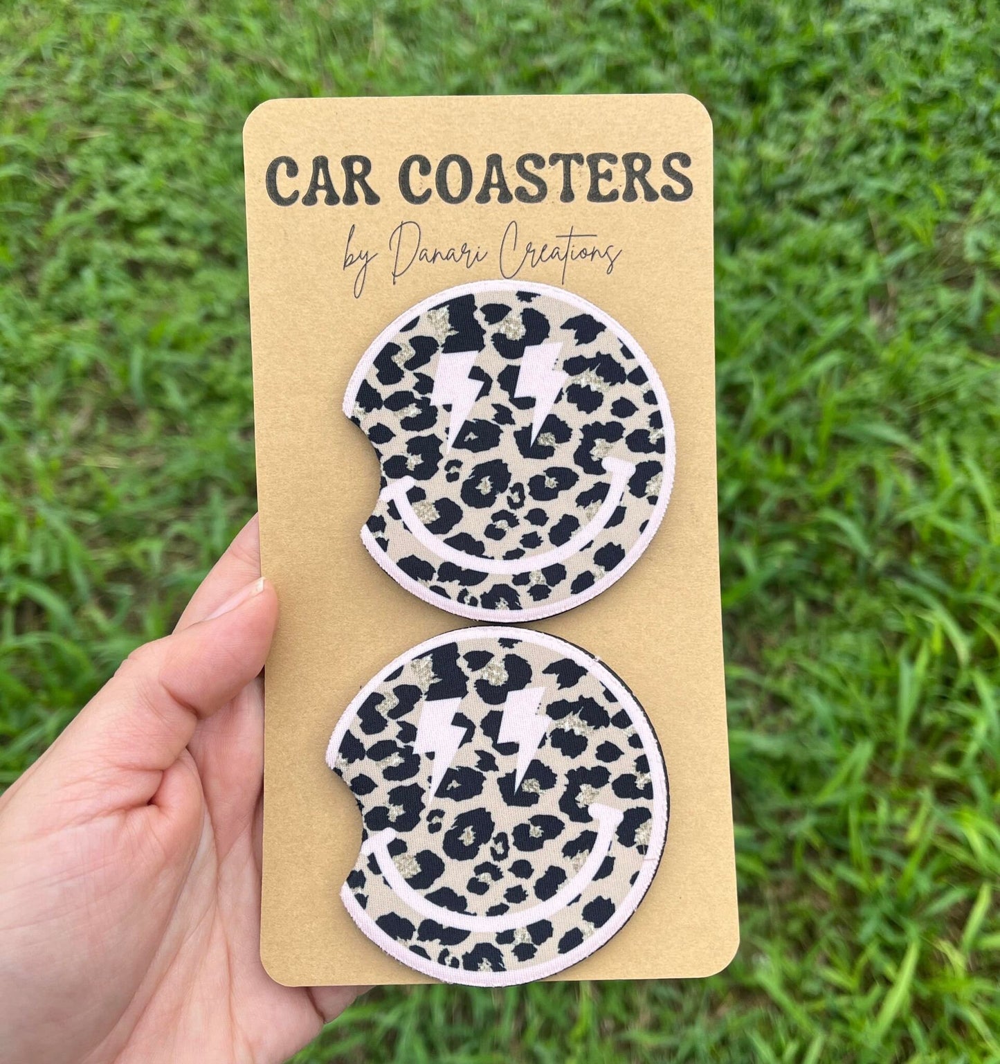 Smiley Face Leopard Car Coasters