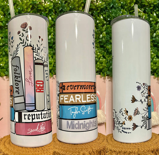 Taylor Albums Book Tumbler | Swiftie Cup