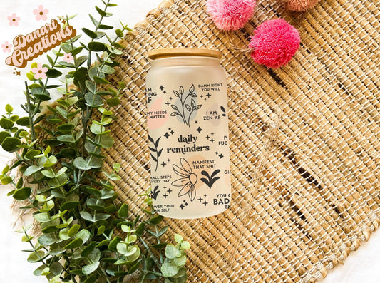 Daily Affirmations Glass Cup 16 oz