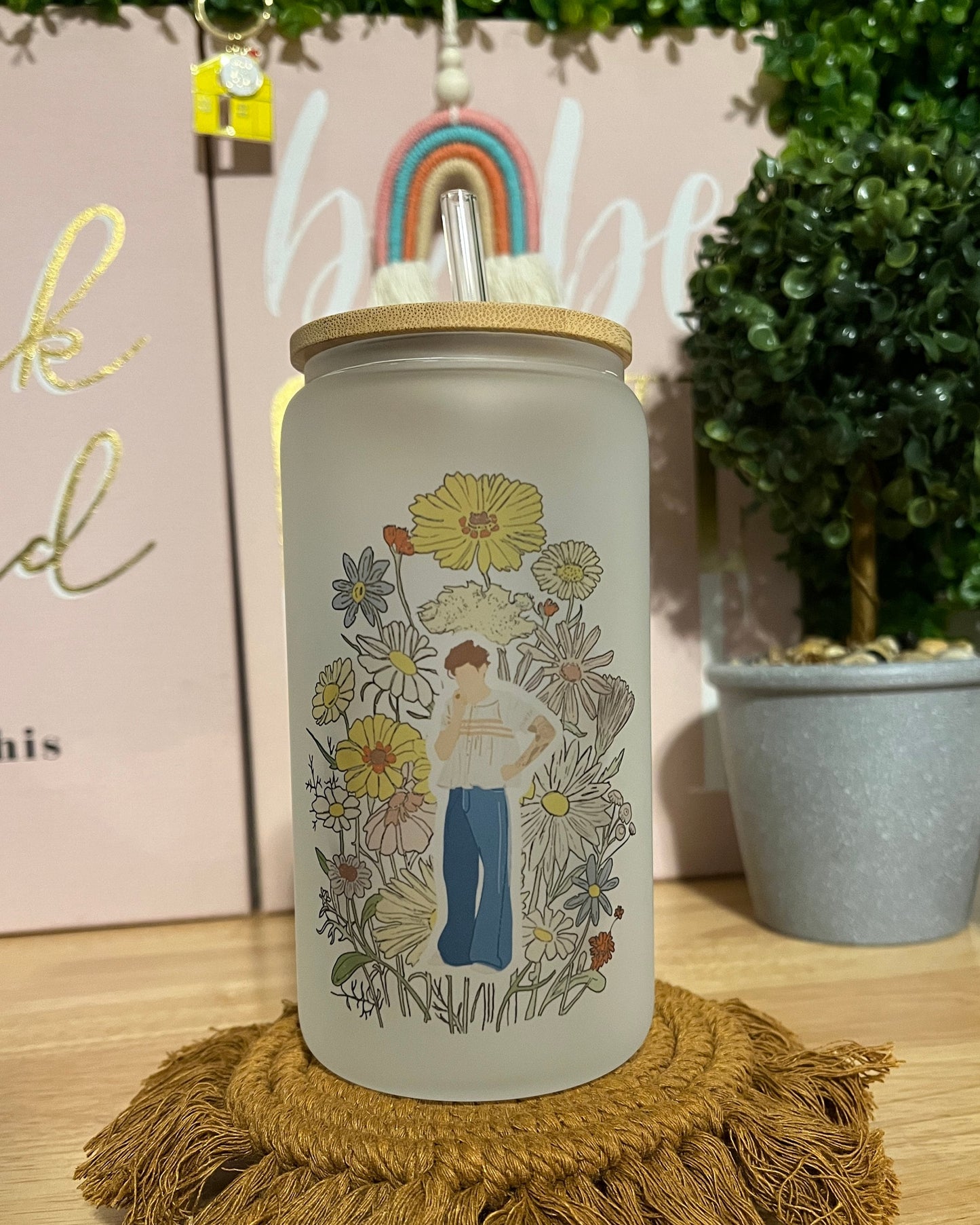 Harry Styles Frosted Glass Cup 16 oz | Harry's House