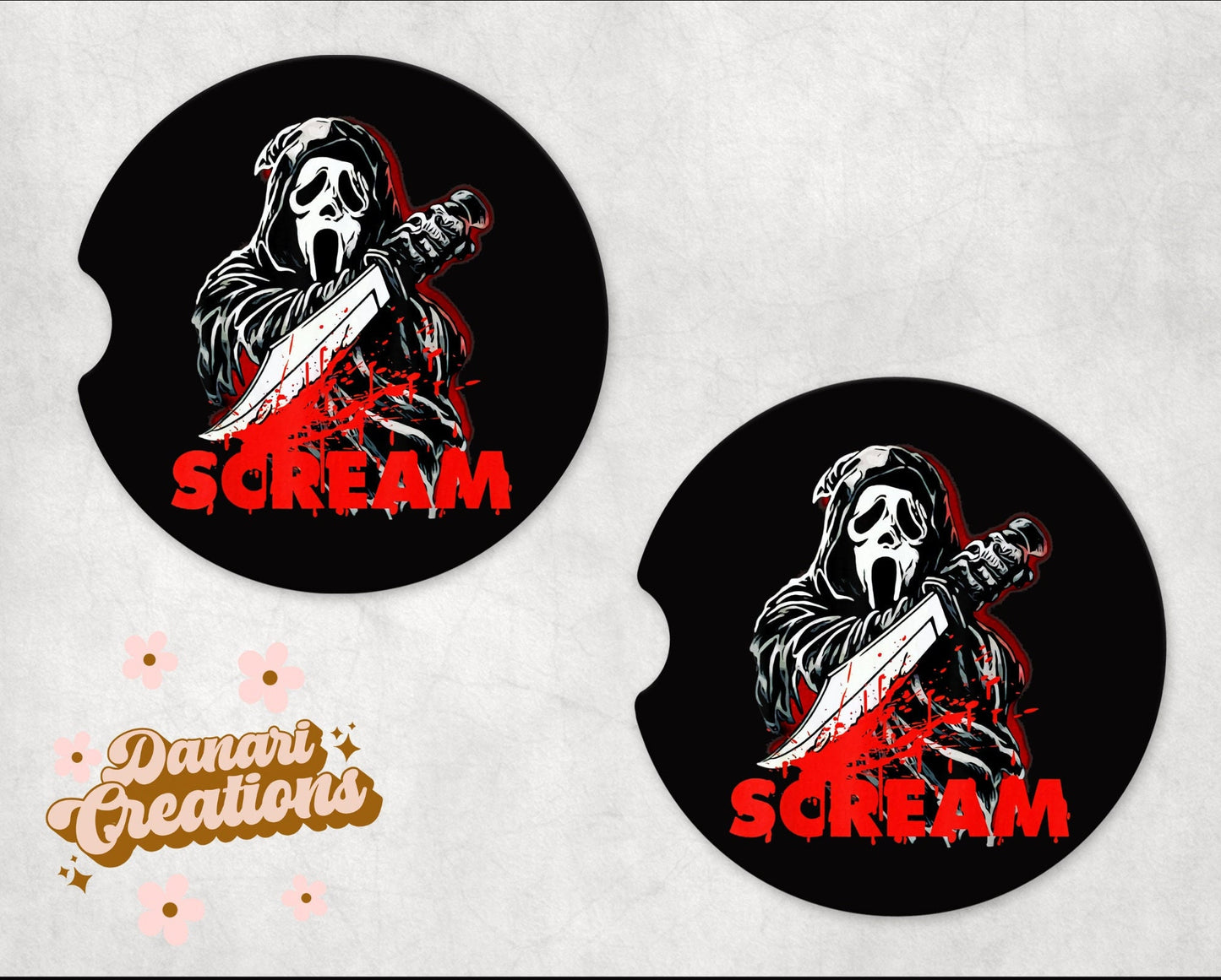 Ghostface Car Coasters Set of 2 | Scream Car Coasters