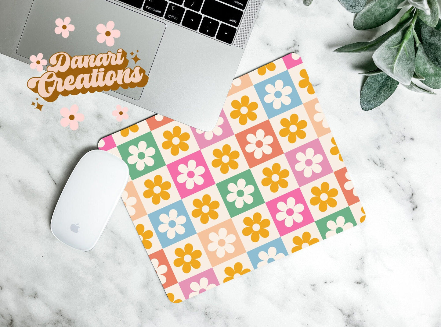 Flower Checkerboard Mousepad | Retro Mousepad