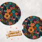 Floral Embroidery Print Car Coasters Set of 2 | Wildflowers Car Coasters