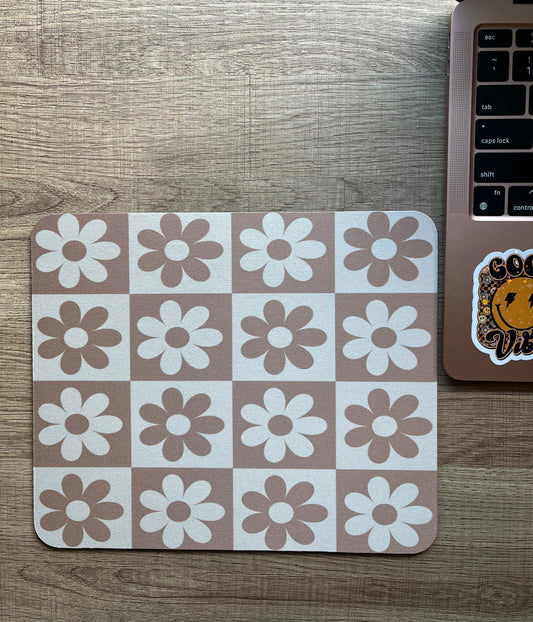 Floral Checker Mousepad | Boho Mousepad