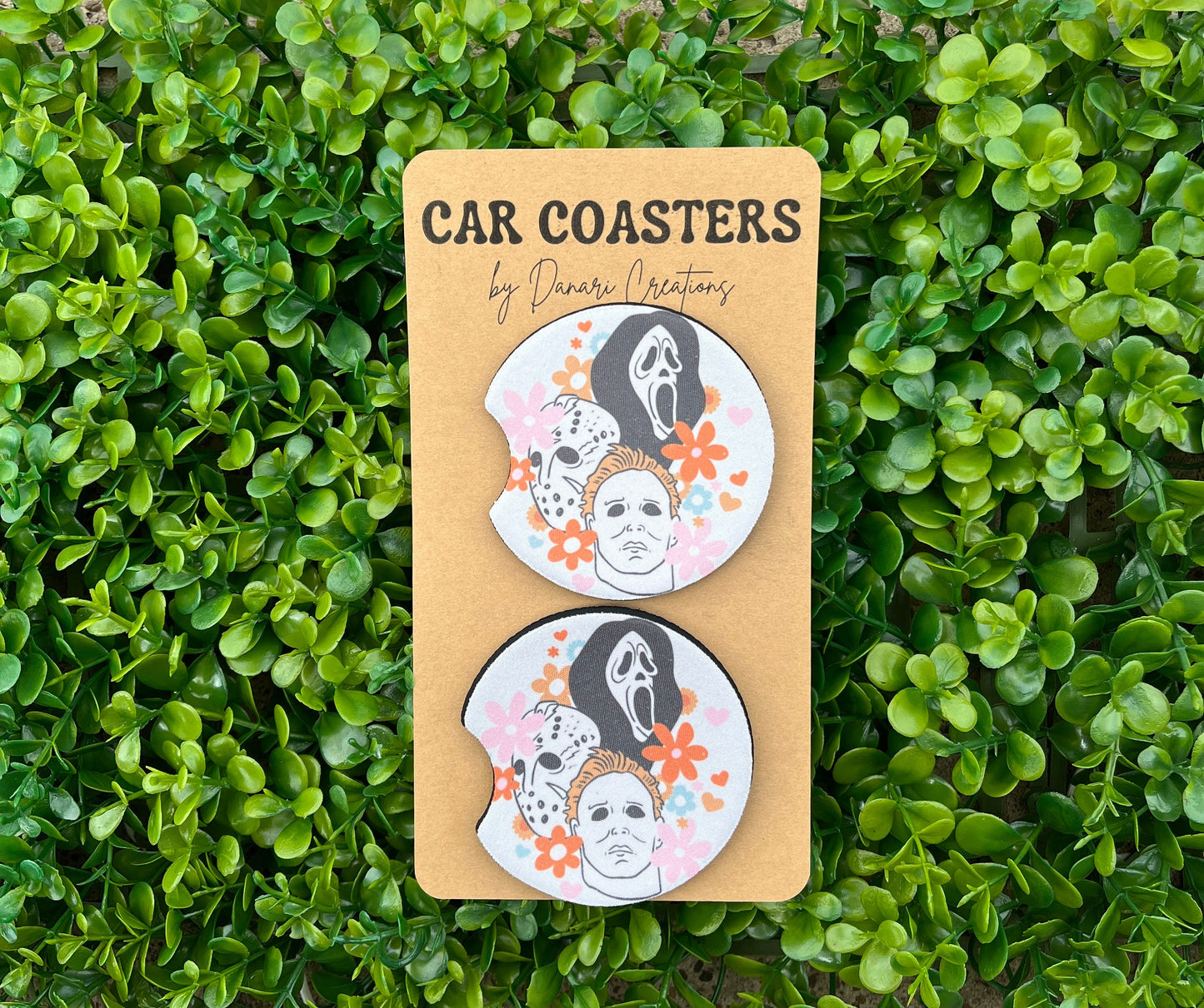 Retro Horror Movie Characters Car Coasters