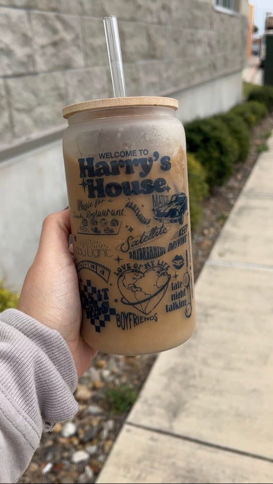 Harry Styles Frosted Glass Cup 16 oz | Harry's House