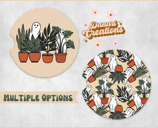 Ghost Car Coasters Set of 2 | Ghost Plants Coasters