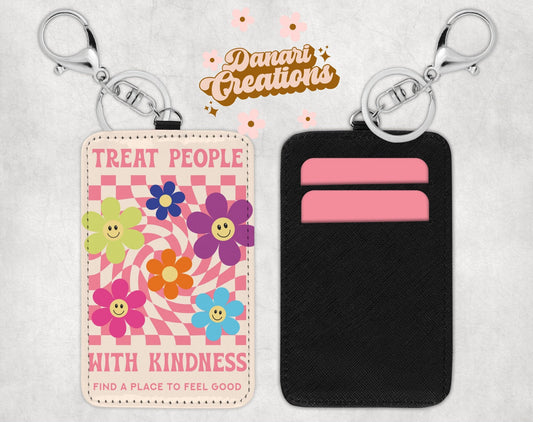 Treat People With Kindness Card Holder Keychain